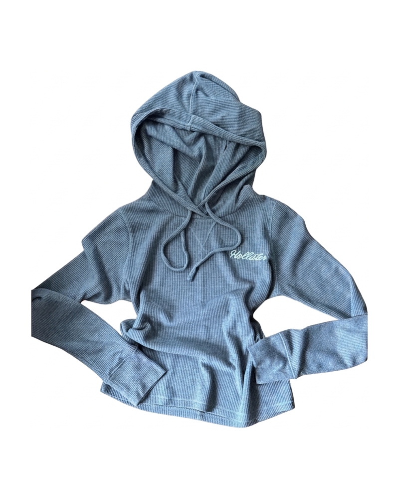 Waffle Knit Hoodie, Grey