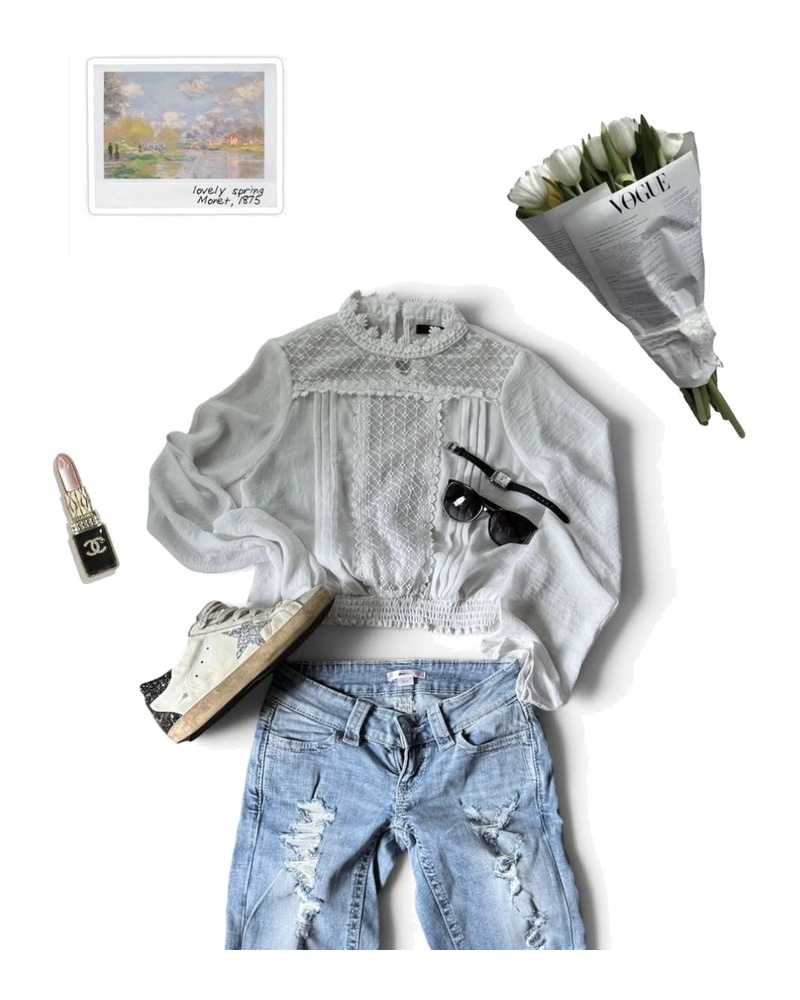 Styling inspiration for Lace Panel Blouse, Ivory