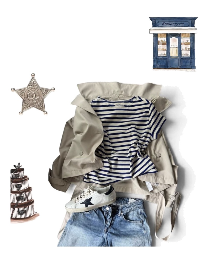 Styling inspiration for Breton Stripe Tee, Navy & White