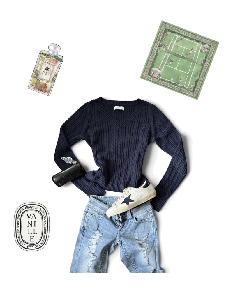 Styling inspiration for Cable Knit Sweater, Navy