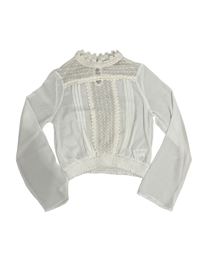 Lace Panel Blouse, Ivory